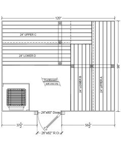 8x10 Clear Western Red Cedar Custom Sauna Kit