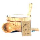 Wooden 1 Gallon Finnish Sauna Bucket, Matching Ladle, Thermometer/Hygrometer 