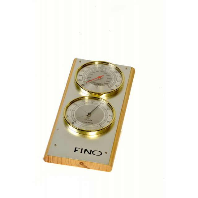 Vertical 2 Dial 4" Each Dial Stainless Steel Sauna Thermometer / Hygrometer (Side View)