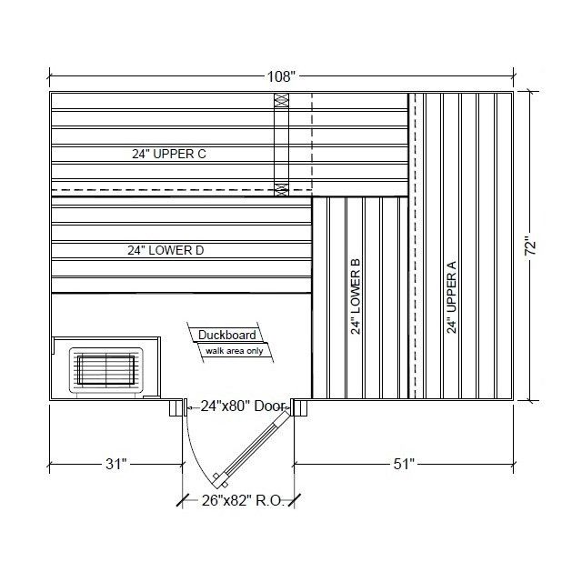 6x9 Clear Western Red Cedar Custom Sauna Kit