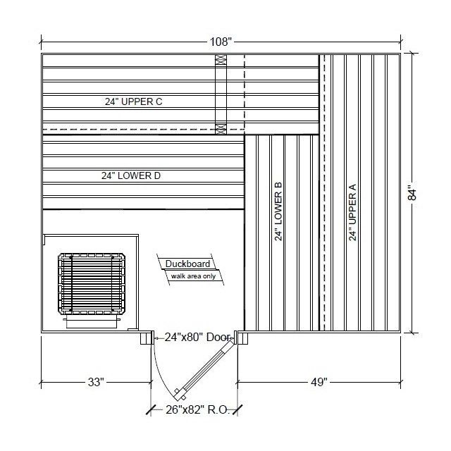 7x9 Clear Western Red Cedar Custom Sauna Kit